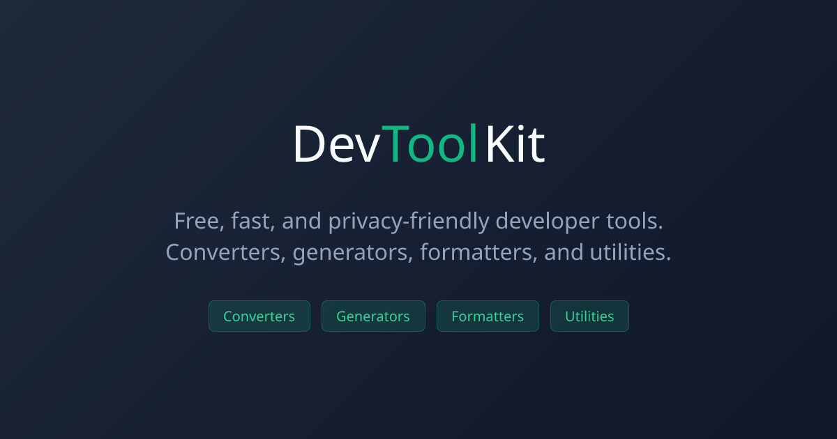 DevToolKit - Free Online Developer Tools